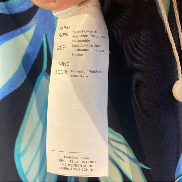 CUPSHE Sz M Tranquil Tropics Round Neckline Shirred One Piece Bathing suit NEW - Picture 9 of 13